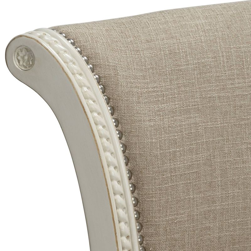 55 Downing Street Oliver 24 1/2" Cream Fabric Scroll Back Swivel Counter Stool
