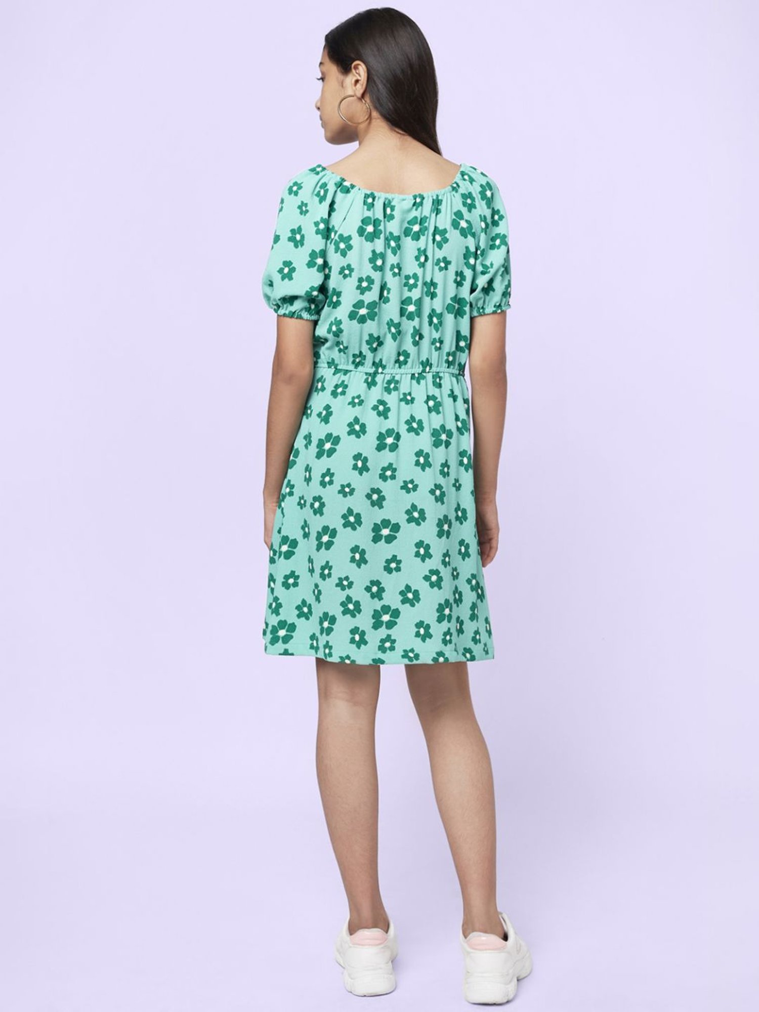 Coolsters by Pantaloons Kids Green Cotton Floral Print Dress