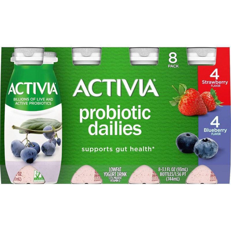 Activia Dailies Strawberry & Blueberry Probiotic Yogurt - 3.1 fl oz/8ct