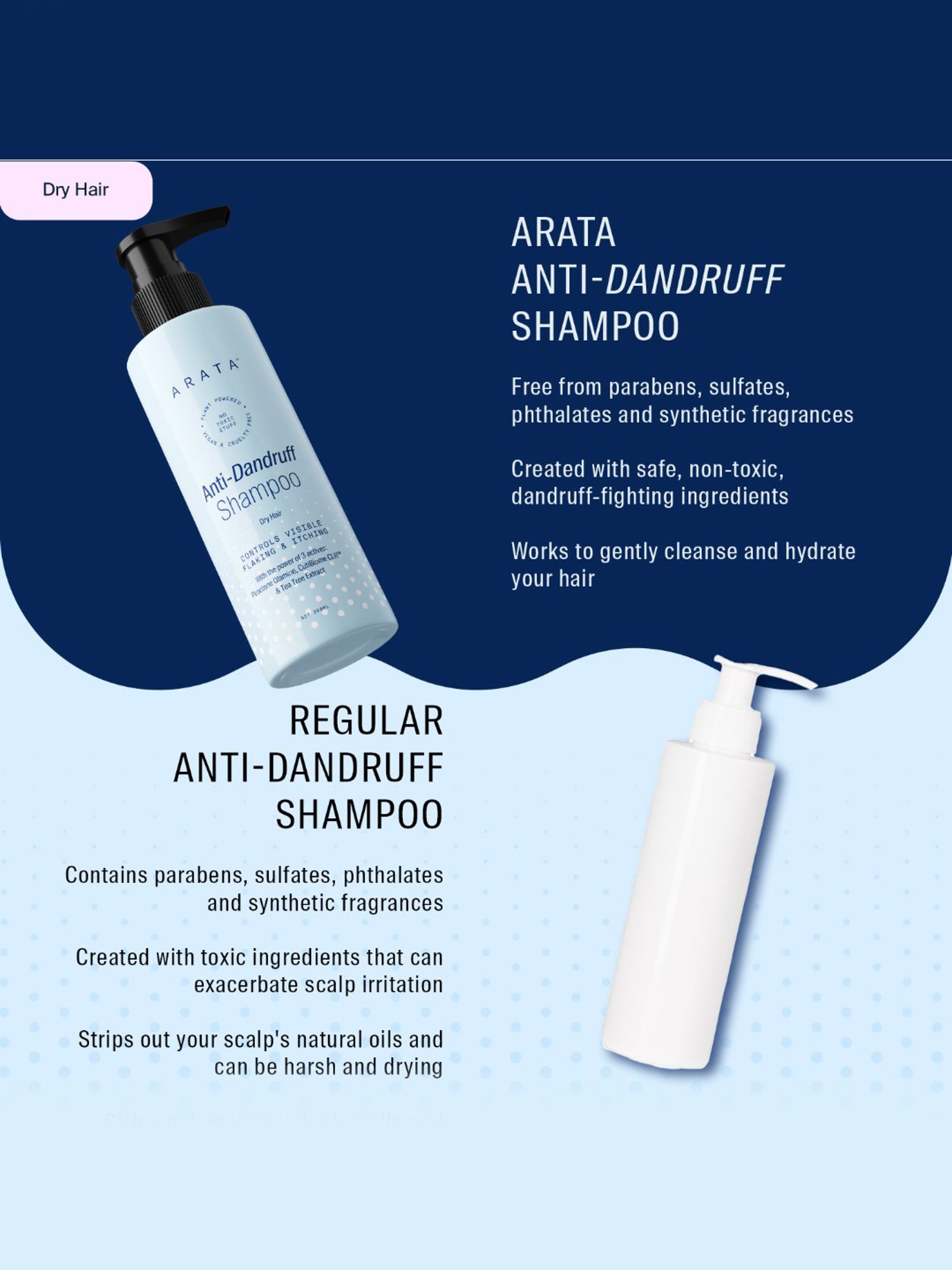 Arata Anti-Dandruff Shampoo for Dry Hair - 200 ml