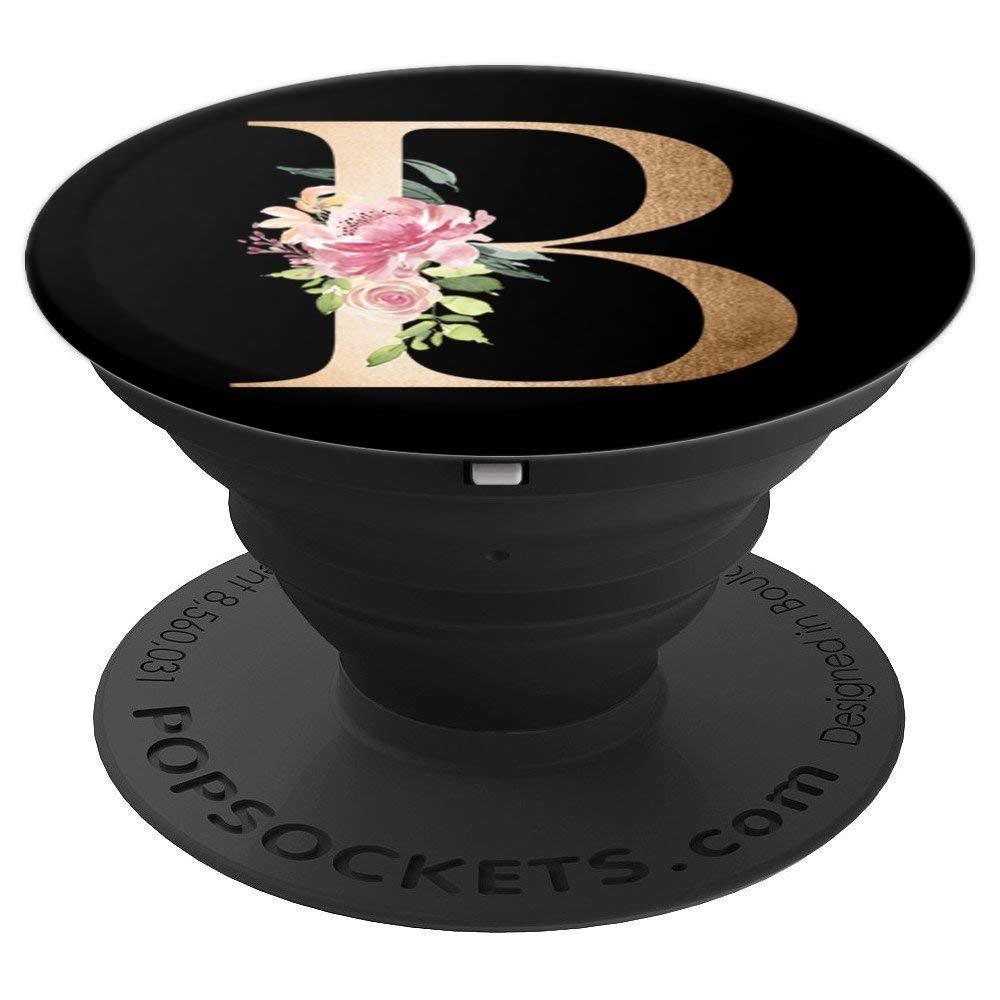 B Golden Floral Letter - PopSockets Grip and Stand for Phones and Tablets