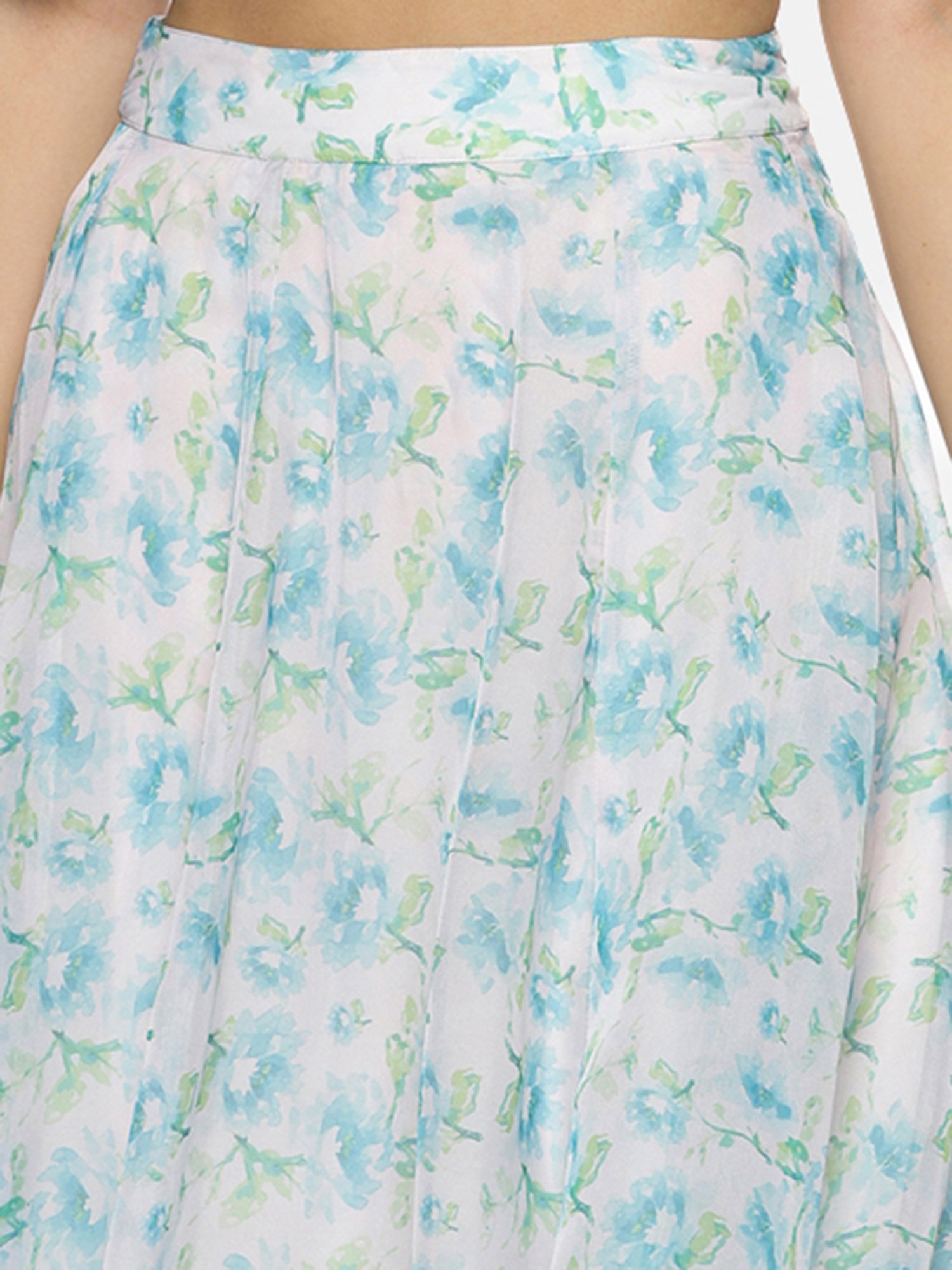 ISU White Floral Print A Line Maxi Skirt