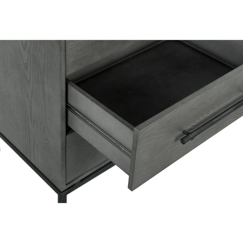 Ashton 5 Drawer Wood and Metal Chest Gray - Finch