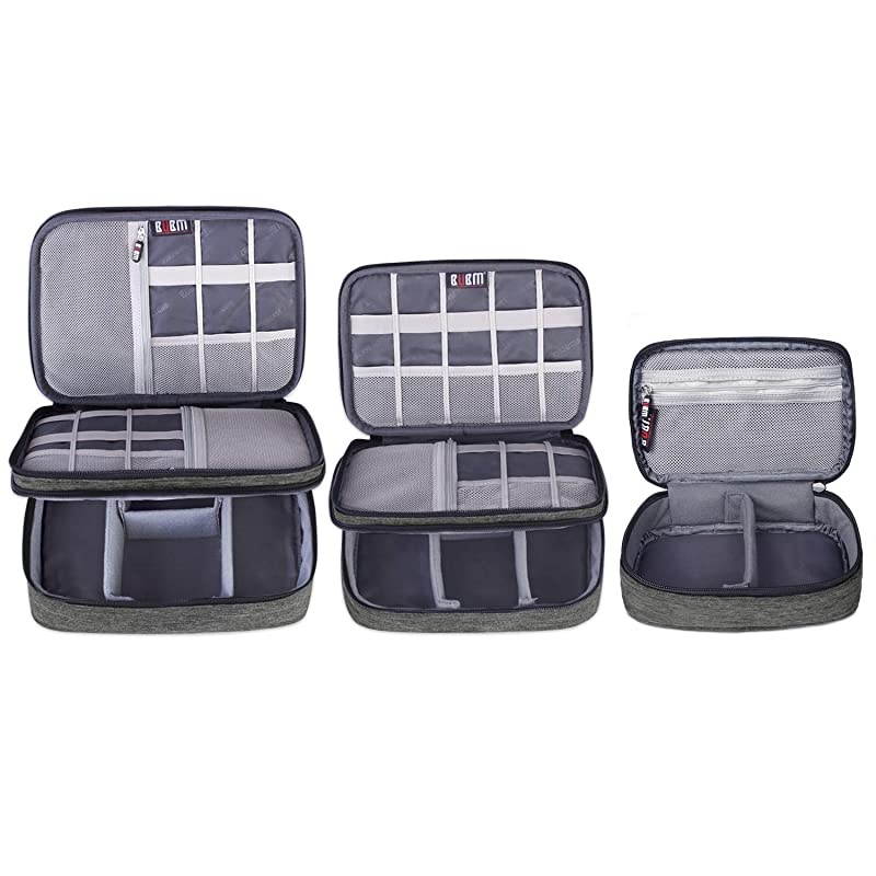 3Pcs Universal Travel Cable Organizer Electronics Accessories Carry Bag for Cables, Cord, USB Flash Drive, Battery and More, Denim Gray