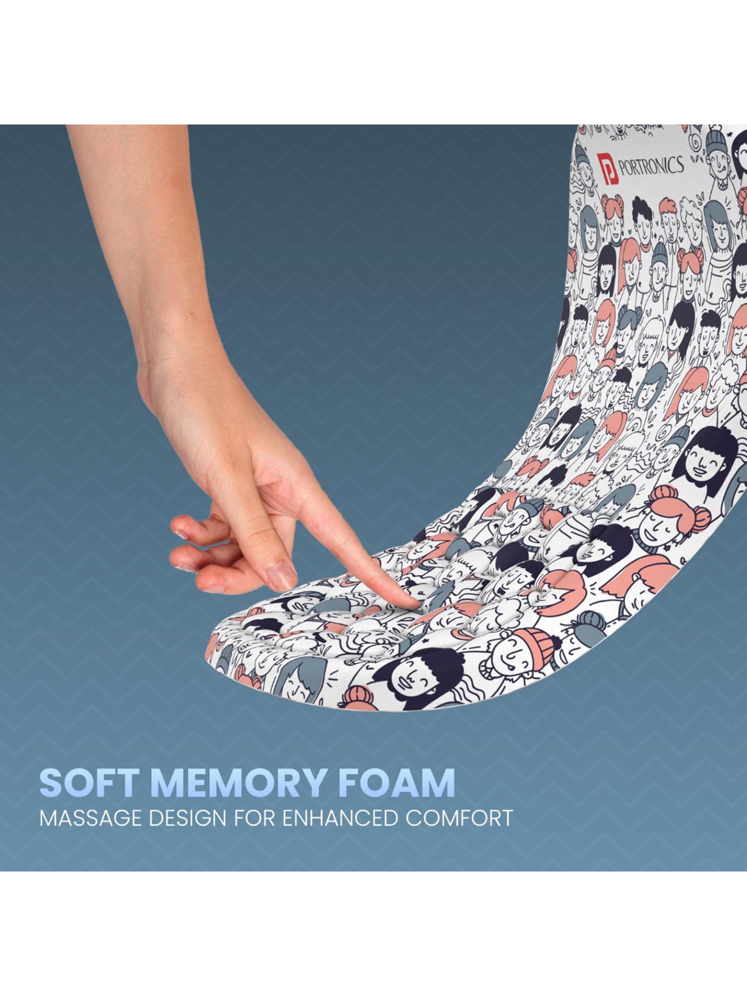 Portronics Comfipad Wrist Rest Mouse Pad with Soft Foam Cushion & Ergonomic Design (White)