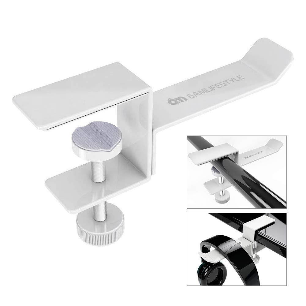 Universal Gaming Headset Headphone Hook Stand Hanger Holder Mount, 6amLifestyle Under Desk On Over Ear Headphones Desk Clamp for All Headphones, White
