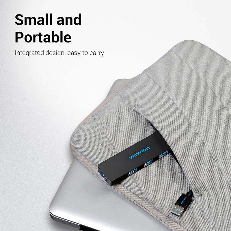 Vention USB Hub, 4 Ports USB 3.0 Hub, Ultra Slim Portable Data Hub Support OTG Function for MacBook Air, Mac Mini/Pro, Surface Pro, Notebook PC, Laptop, USB Flash Drives, and Mobile HDD