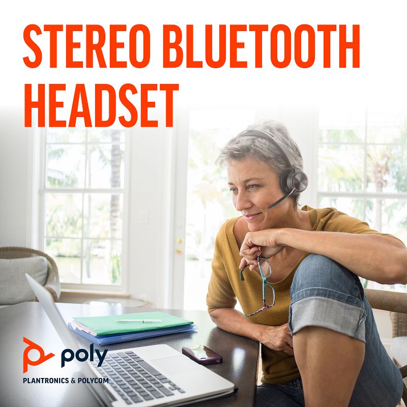 Poly Voyager Focus 2 UC USB-C Headset (Plantronics) - Bluetooth Dual-Ear (Stereo) Headset with Boom Mic - USB-C PC / Mac Compatible - Active Noise Canceling - Works with Teams, Zoom & more