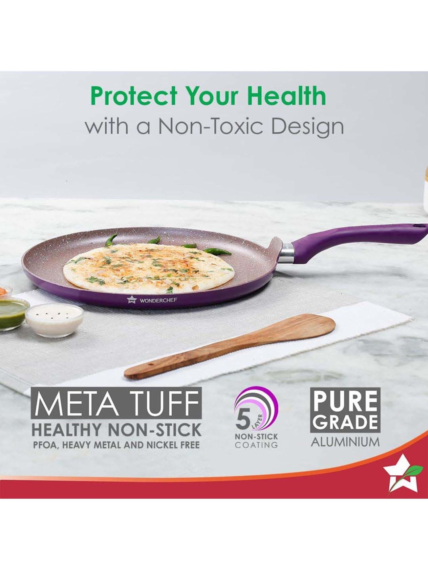 Sumeet Gold Series Pre Seasoned Cast Iron Concave Tawa for Roti 27cm 1.8kg, Gas & Induction-Friendly