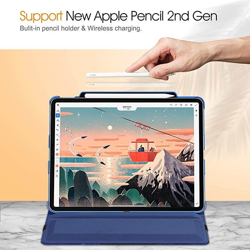Rotating Case for iPad Pro 129 4th Generation 2020 amp 3rd Gen 2018360 Degree Rotating Smart Stand Cover wPencil Holder Auto SleepWake Supports 2nd Gen Pencil Charging Starry Sky