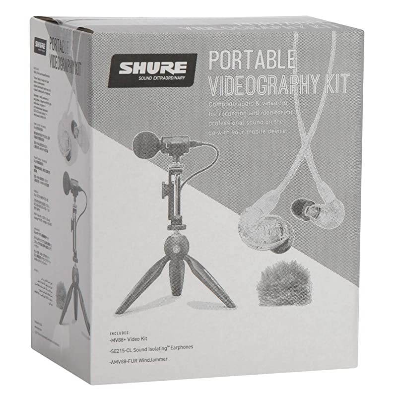 Portable Videography Bundle with SE215 Earphones and MV88+ Video Kit including Digital Stereo Condenser Microphone