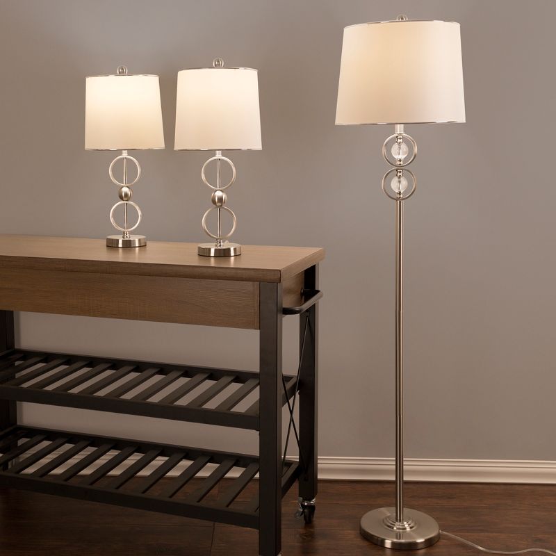 Table Lamps and Floor Lamp Modern Set of 3 (3 LED bulbs included) Brushed Steel - Yorkshire Home