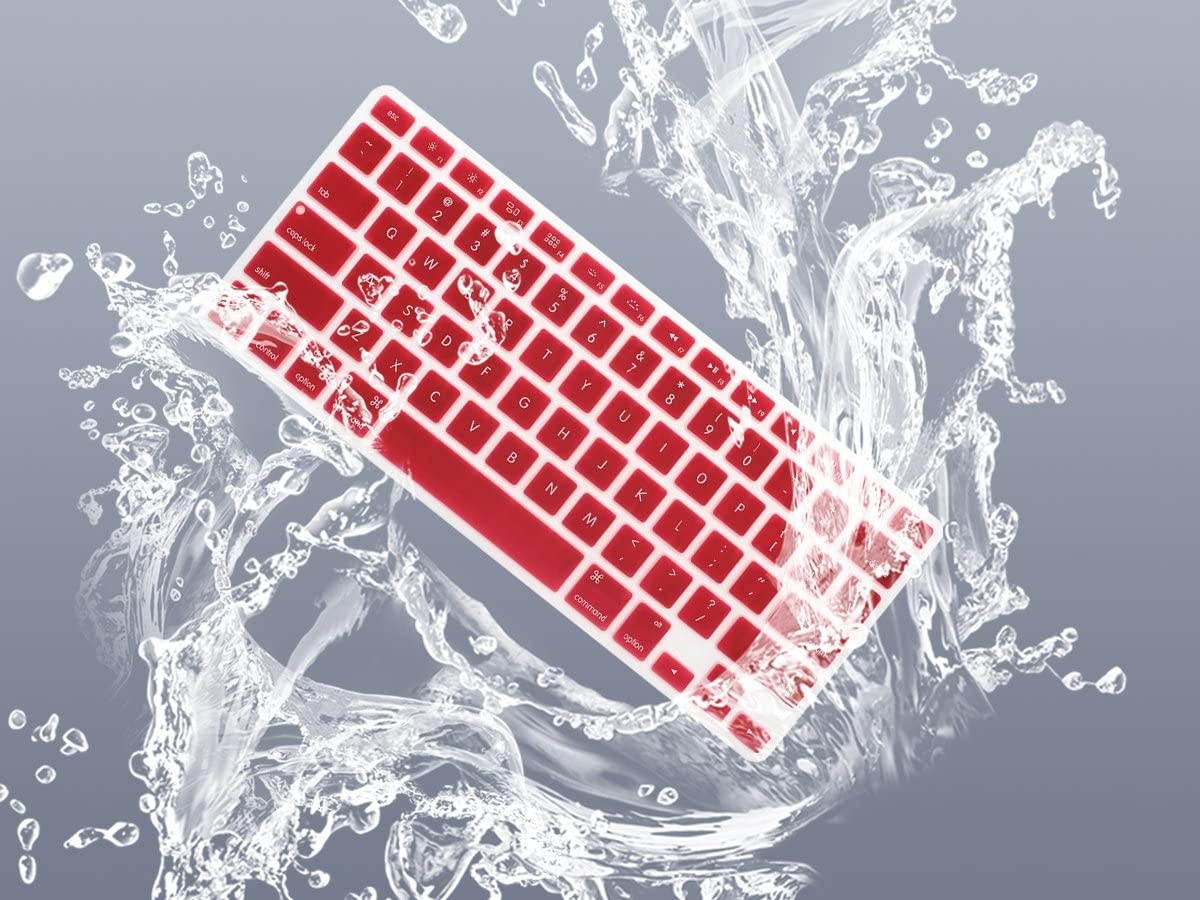 HRH Silicone Keyboard Cover Skin for MacBook Air 13,MacBook Pro 13/15/17 (with or w/Out Retina Display, 2015 or Older Version)&Older iMac USA Layout,Red Wine