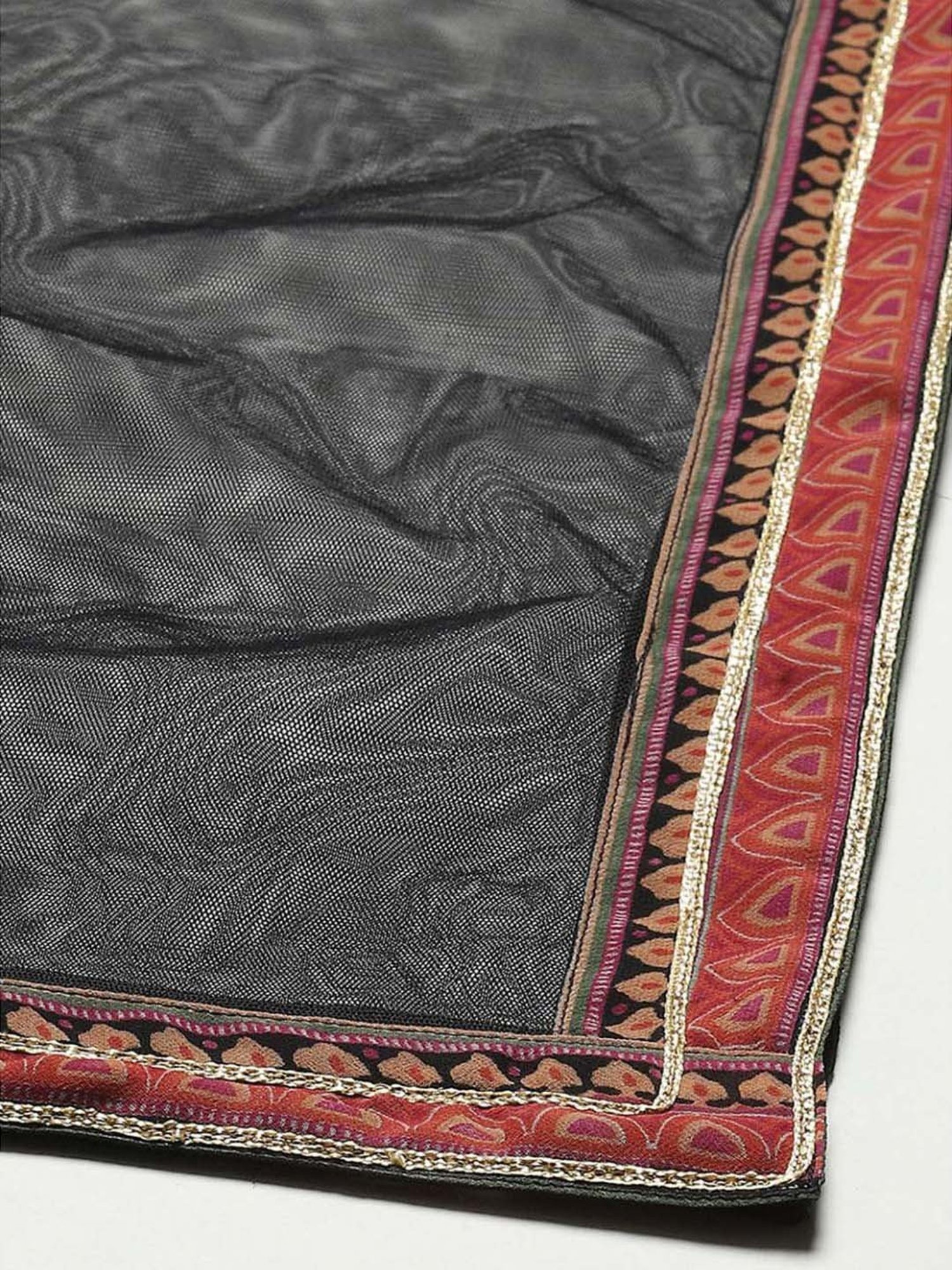 BIBA Girls Kids Black & Red Printed Kurta Set