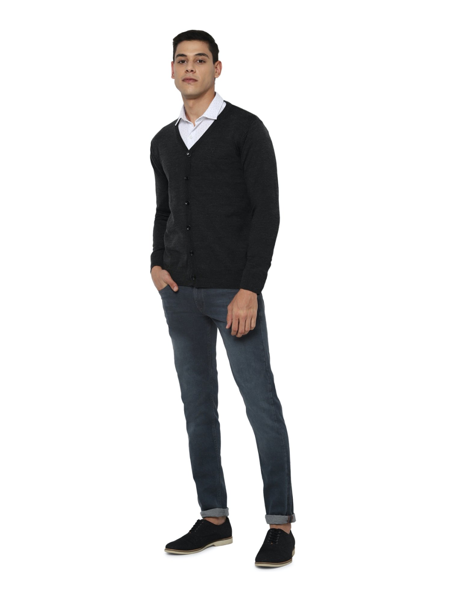 Allen Solly Black Regular Fit Cardigan
