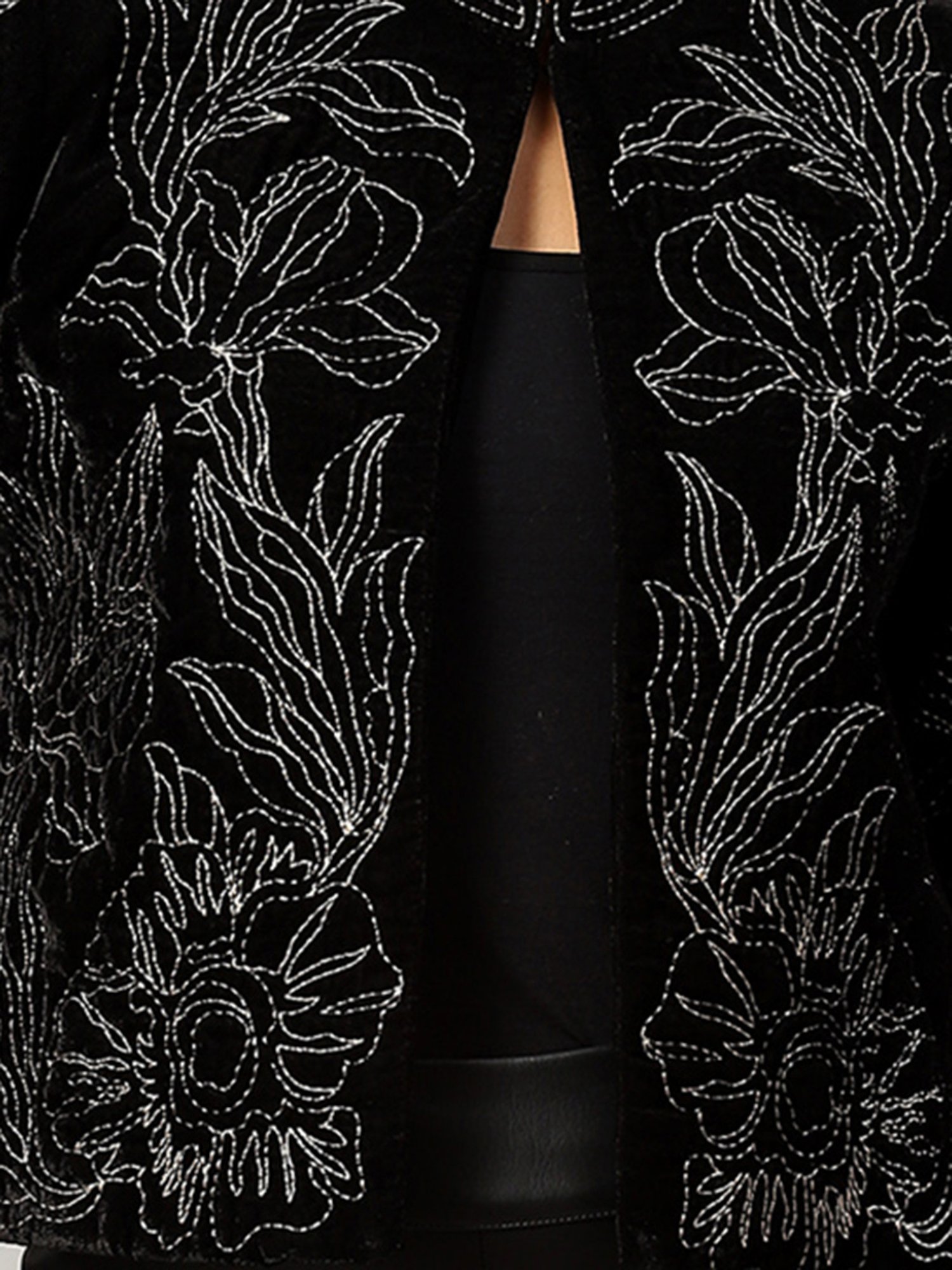 Label Ritu Kumar Black & White Embroidered Jacket