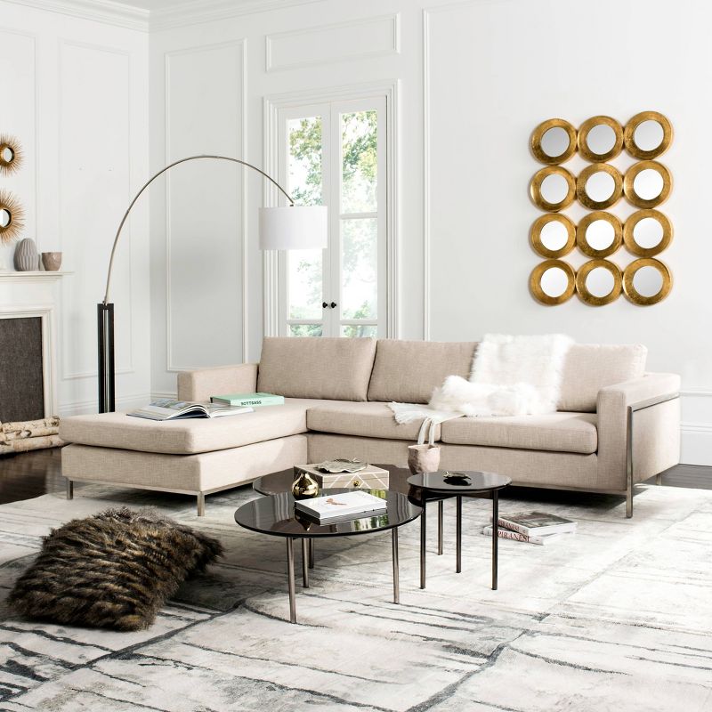 5pc French Seamed Sectional Mona Abstract Gray - Project 62™