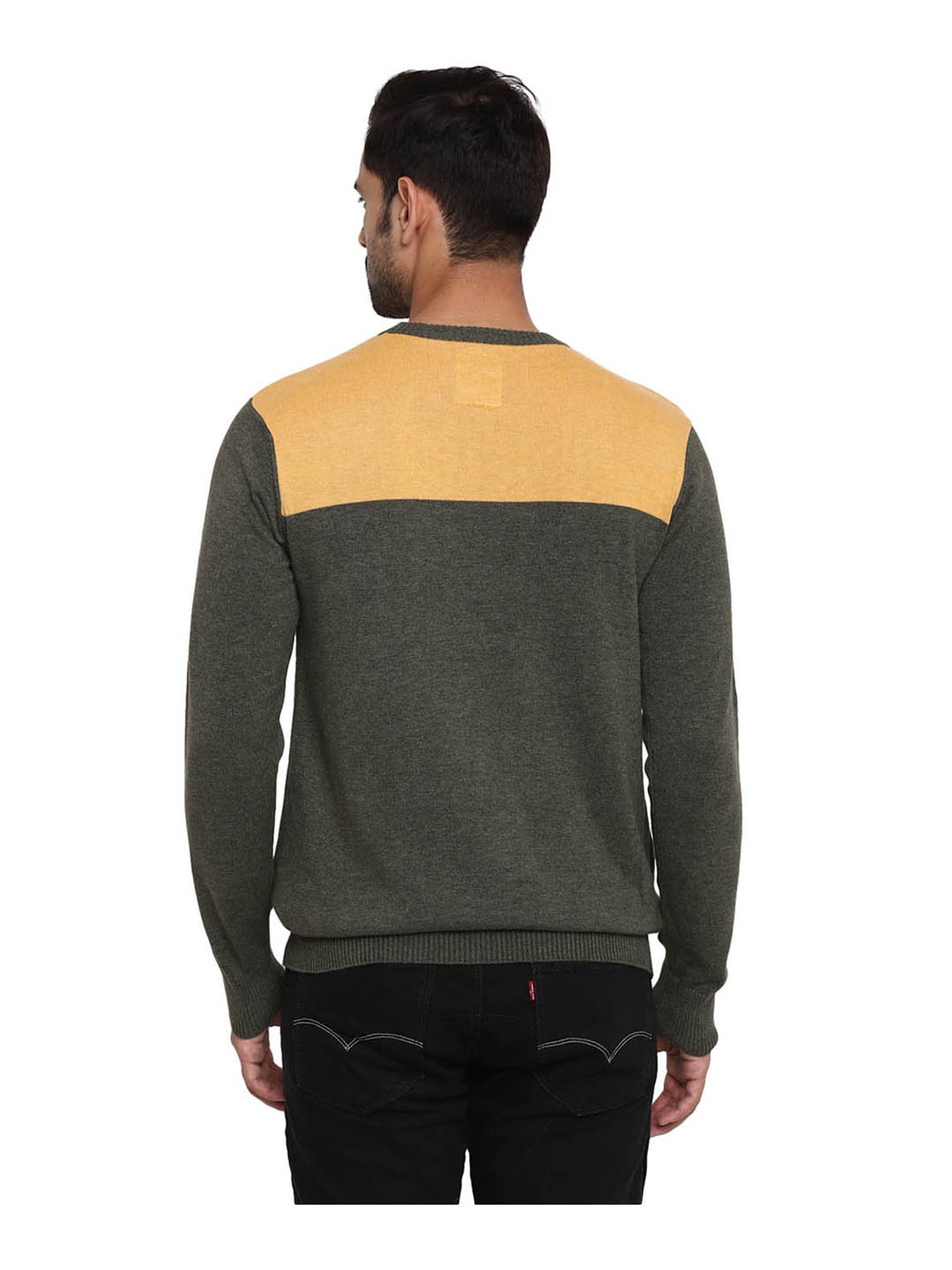 Royal Enfield Rifle Green & Mustard Graphic Print Sweater