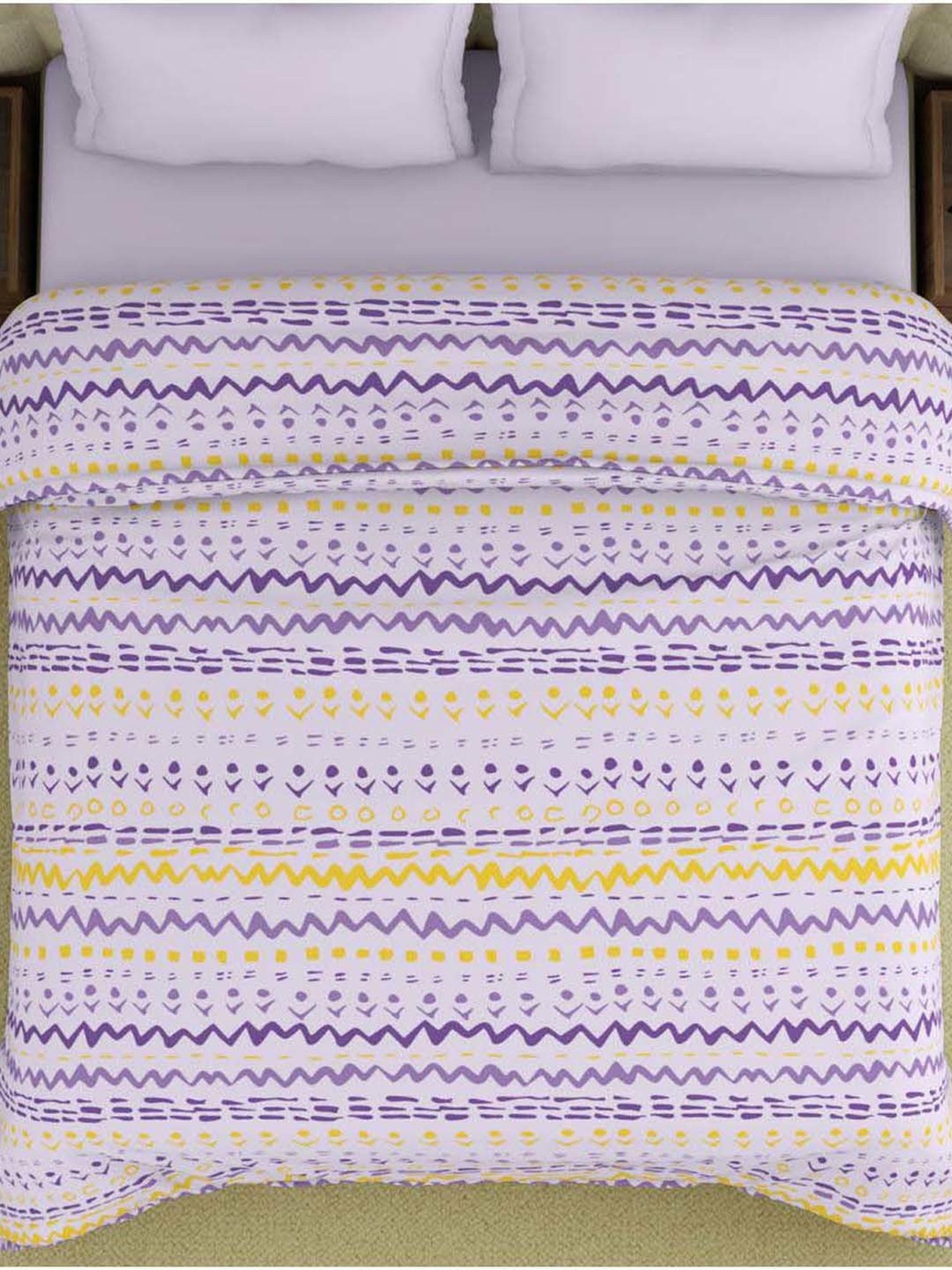 WELSPUN Amaya Lavender Fog Cotton 144 TC 150 GSM Double Bed Quilt