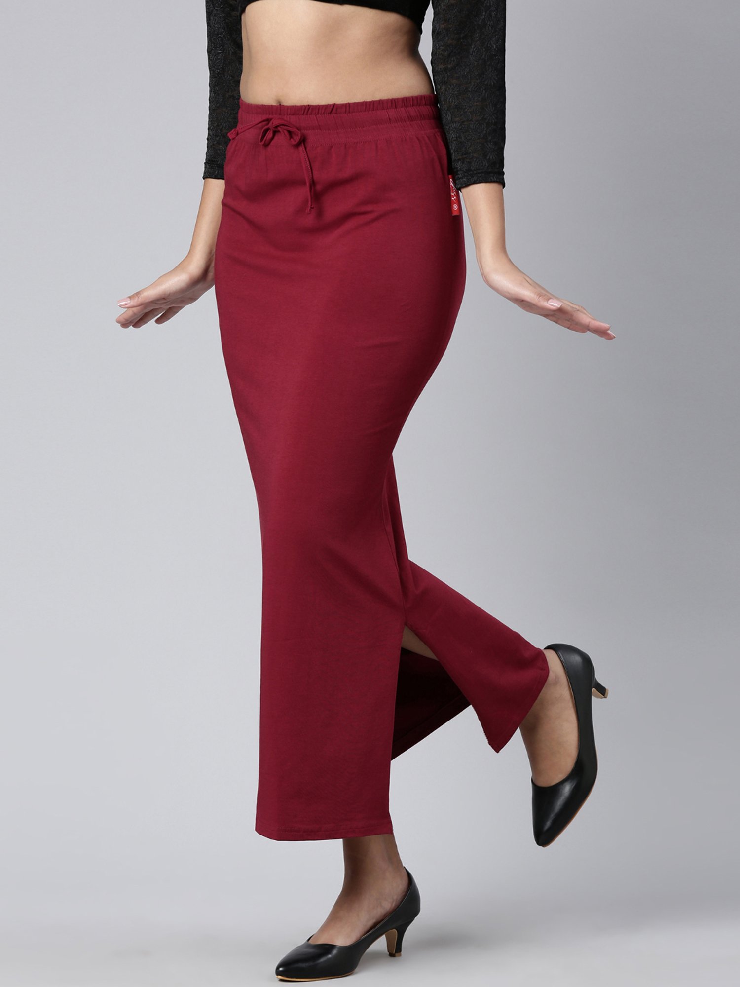 JCSS Maroon Cotton Saree Shapewear