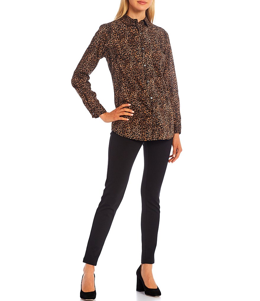 Preston & York Caroline Bow Woven V-Neck 3/4 Sleeve Blouse