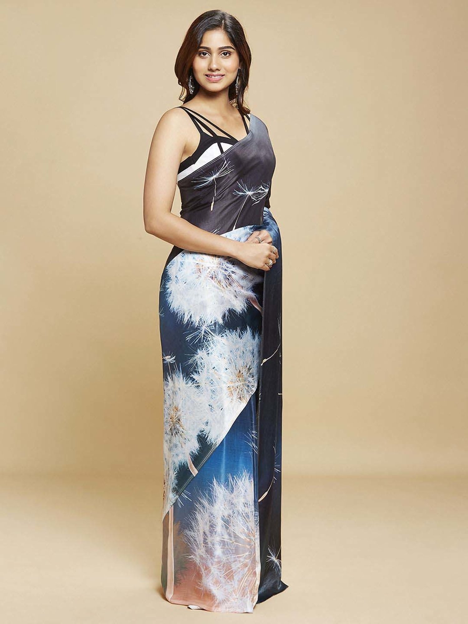 Unnati Silks Red Silk Printed Saree With Unstitched Blouse