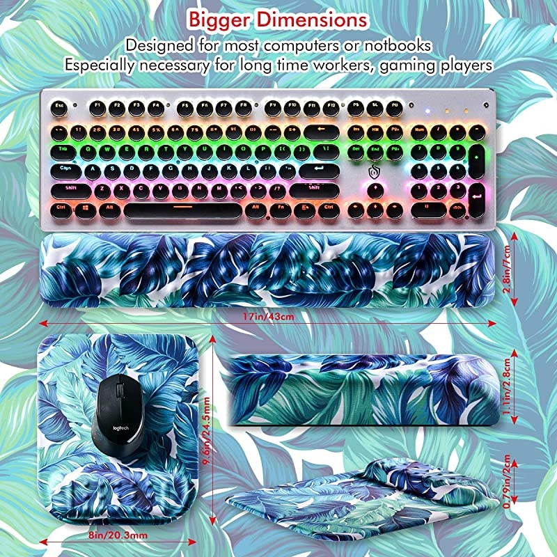 Pad and Keyboard Wrist Rest, Smooth Superfine Fibre Surface,Gel Memory Foam Ergonomic Wrist Rest Support &ndash; Computer, Laptop, Mac, Gaming and Office, Durable, Comfortable and Pain Relief