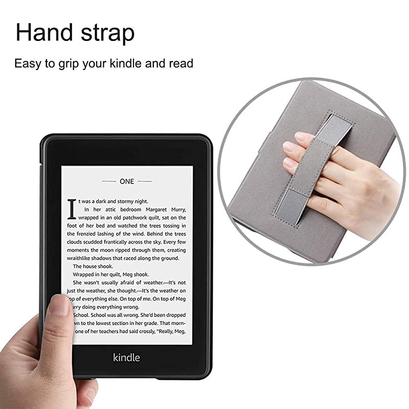 All New Kindle Case 10th Generation 6.0-inch 2019 Leather Cover with Hand Strap Slim Fit Lightweight [Auto Wake/Sleep Function] Case for  Kindle 10th Gen J9G29R Edition