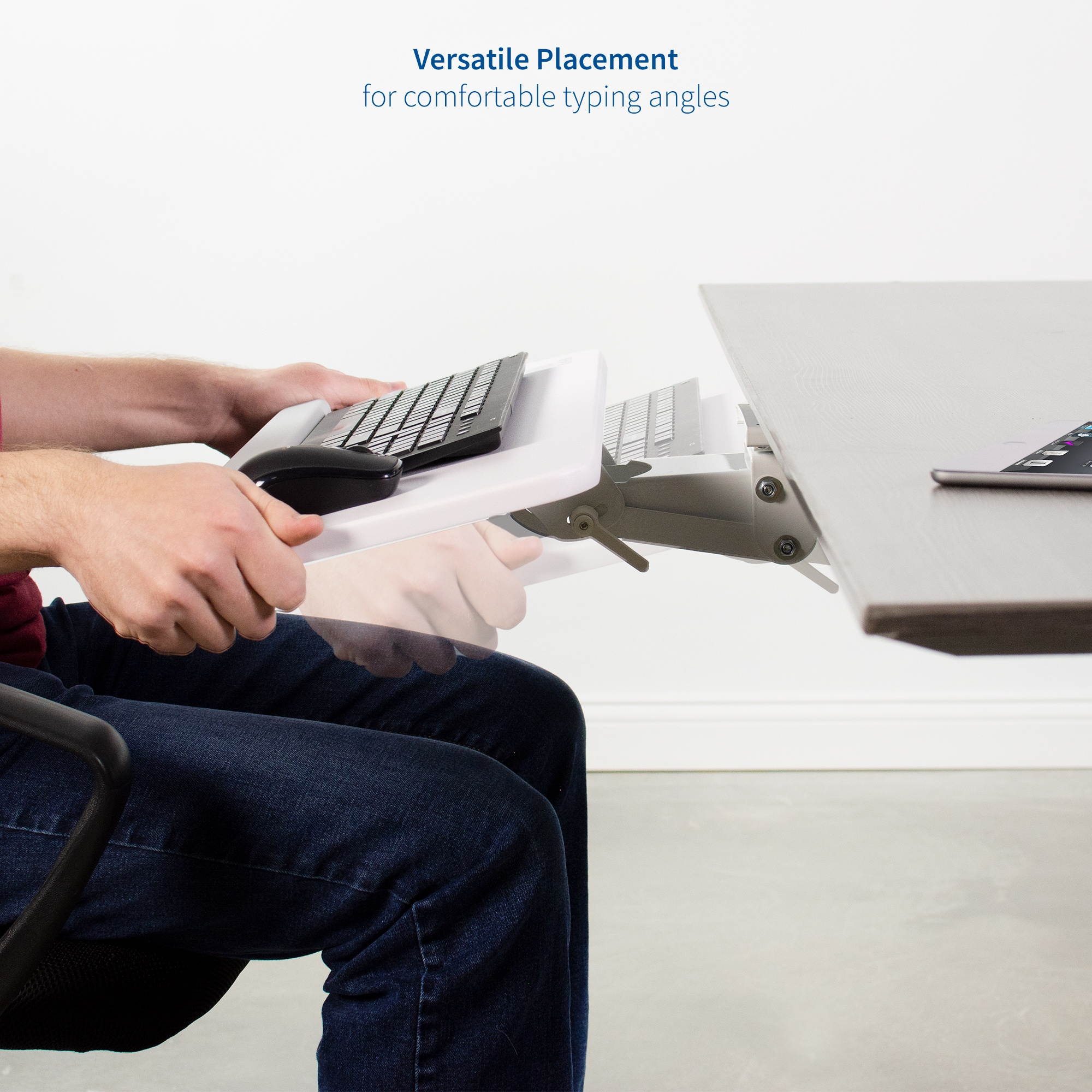 VIVO White Adjustable Computer Keyboard & Mouse Platform Tray Under Table Desk Mount (MOUNT-KB03W)