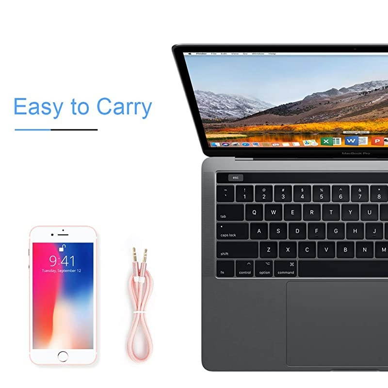 35mm Aux Cable for Car  35mm Male to Male Audio Cable with 24K GoldPlated Compatible with Smartphones Headphones CariPad 2018 Mac MiniTablets More 2Pack 15 Feet