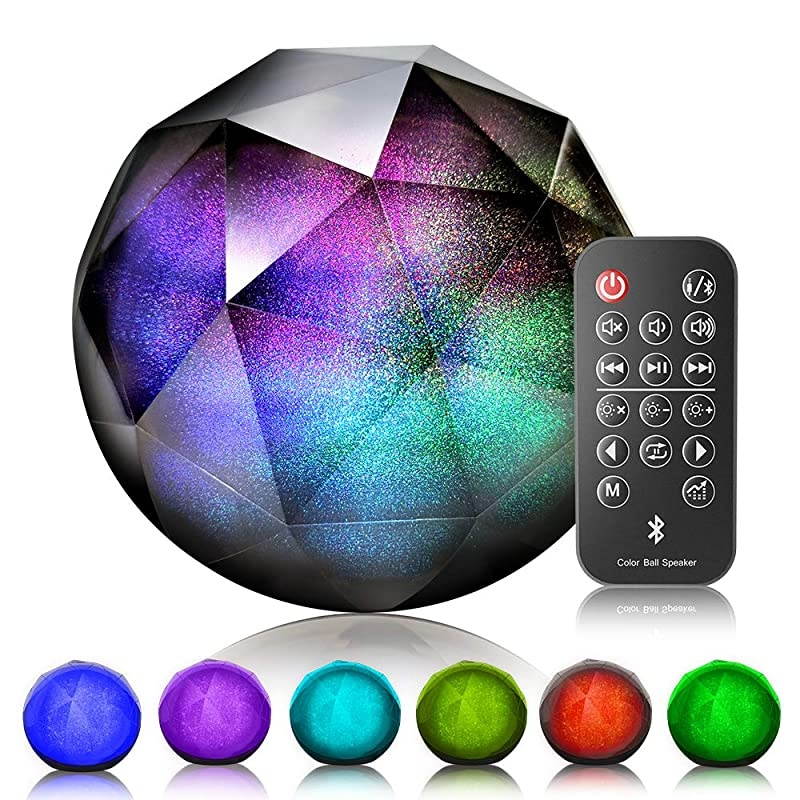 Bluetooth Speakers Mini Portable LED Colorful Wireless Loud Stereo Sound Speaker with Remote Control TF Card AUX Cable Enhanced Bass for iPhone Samsung and More Black