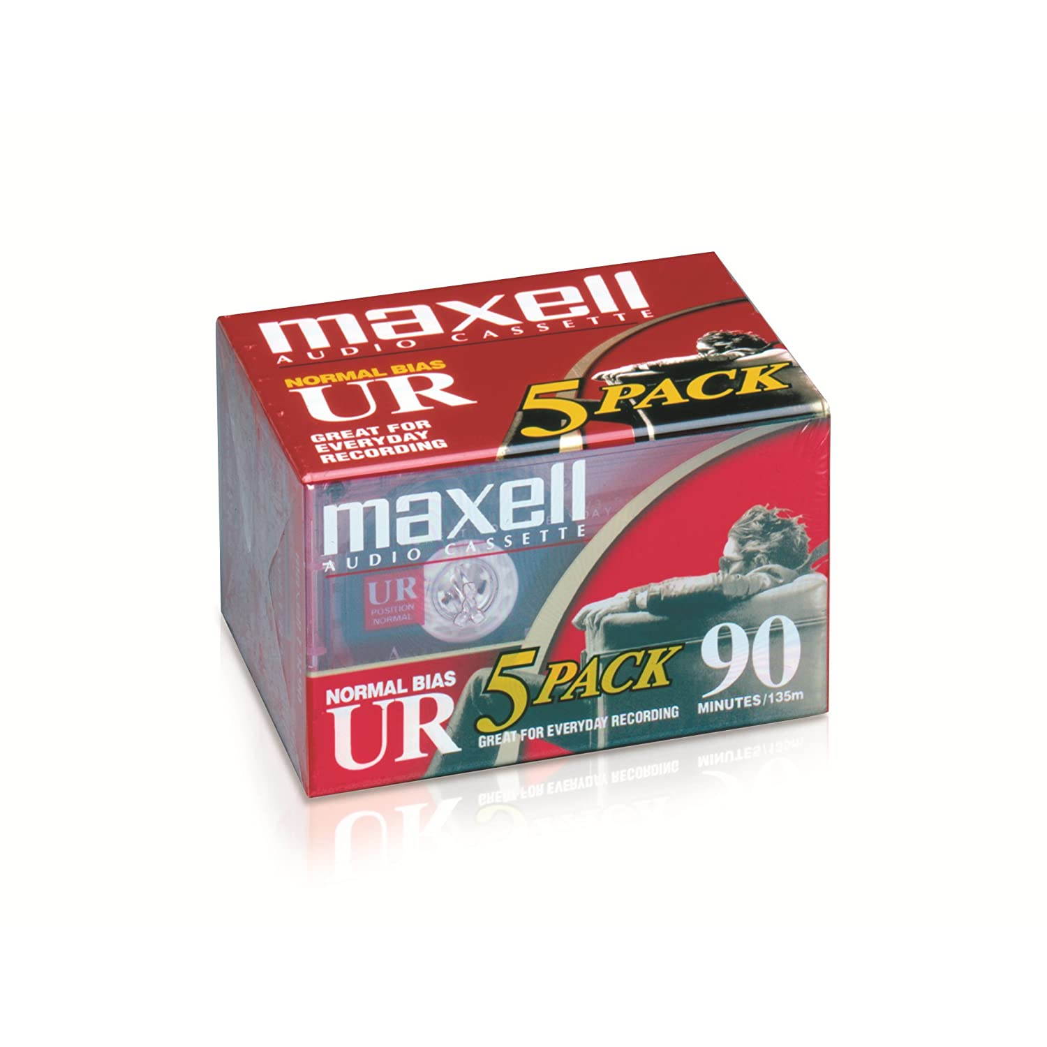 Maxell 108562 Brick PacksMaxell 108562 Low Noise Surface 90 min Recording Time Audio Cassettes, Great for Everyday Recording (Pack of 5) Protective Case Included