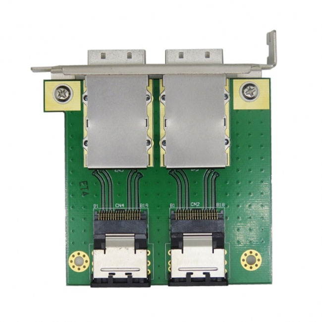 FVH Dual Ports Mini SAS SFF-8088 To SAS 36Pin SFF-8087 PCBA Female Adapter With PCI Bracket SF-035