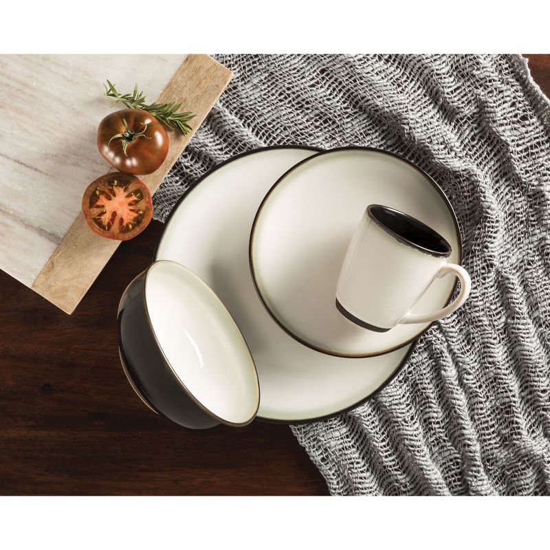 16pc Stoneware Nova Dinnerware Set White/Black - Sango