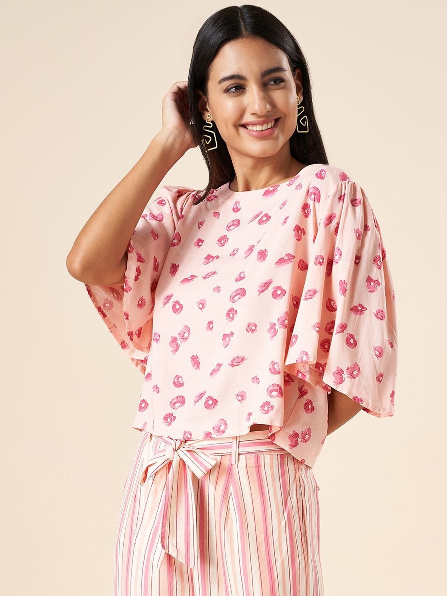Akkriti by Pantaloons Blush Pink Printed Top