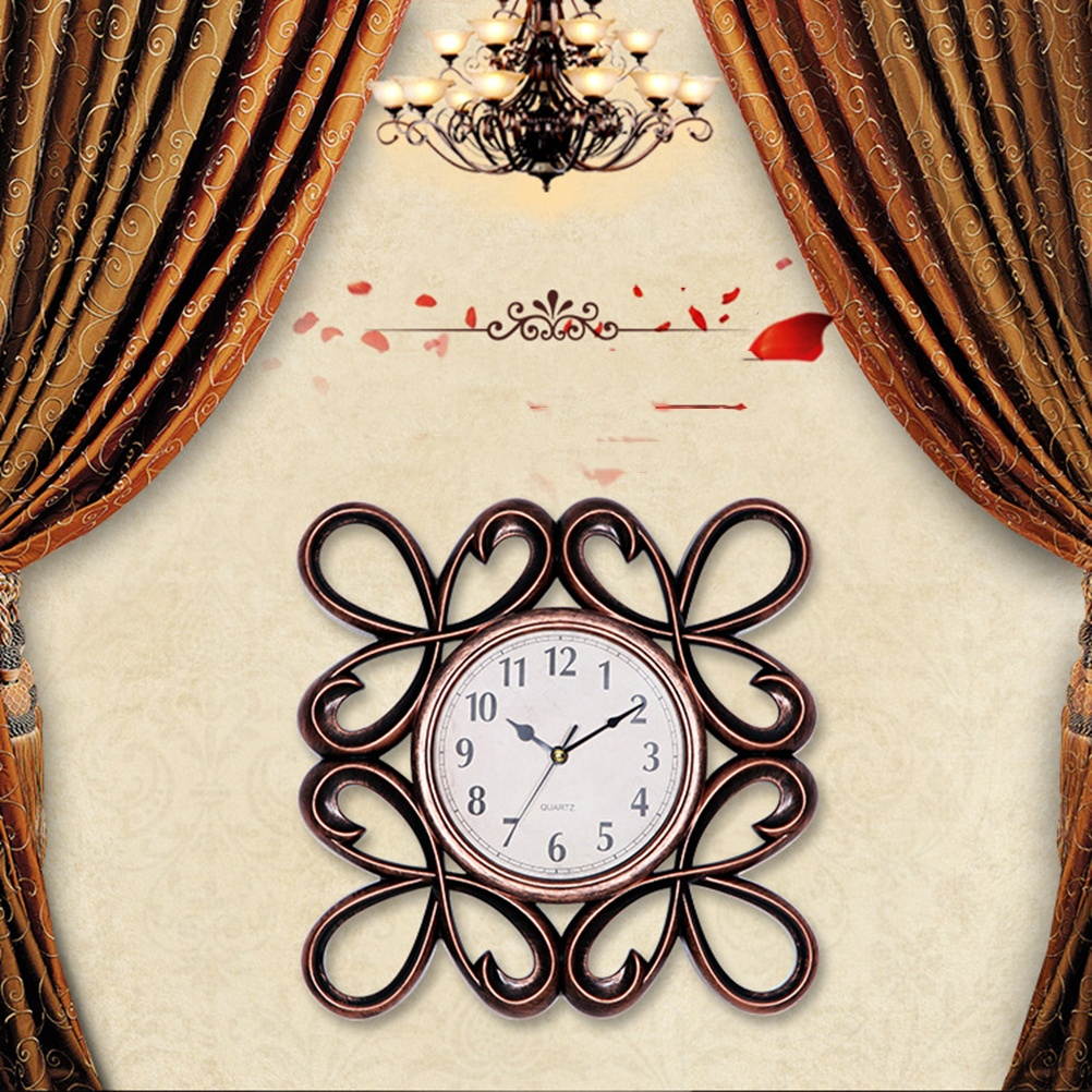 Vintage Dial Clock European Hollowed-out Silent Clock 3D Large Decorative Wall Clock for Living Room Bedroom Kitchen(Golden)