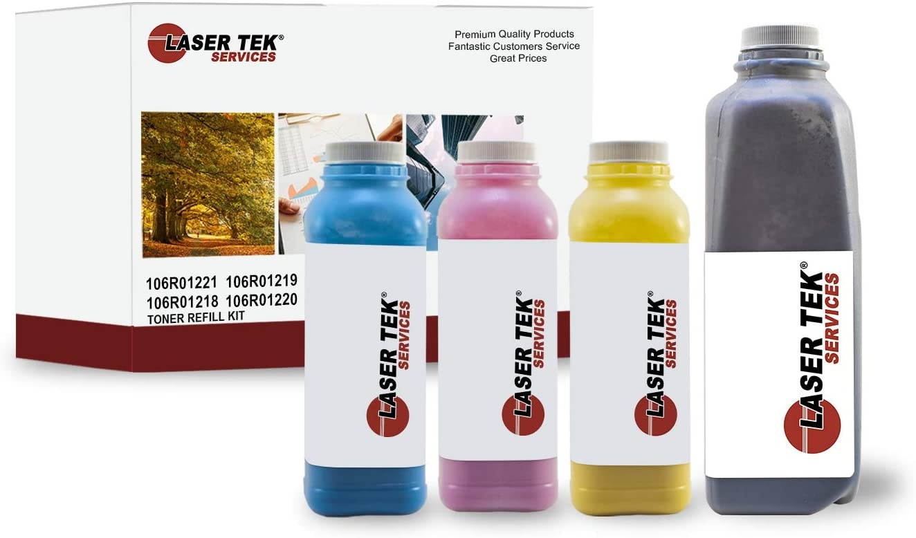 Laser Tek Services Compatible Xerox 6360 High Yield Toner Refill Kit Replacement for Xerox Phaser 6360 6360N 6360DN Printers (Black, Cyan, Magenta, Yellow, 4-Pack)