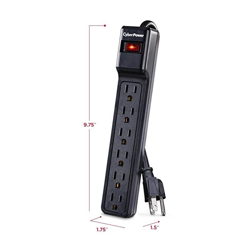 CSB604 Essential Surge Protector, 900J/125V, 6 Outlets, 4ft Power Cord, Black
