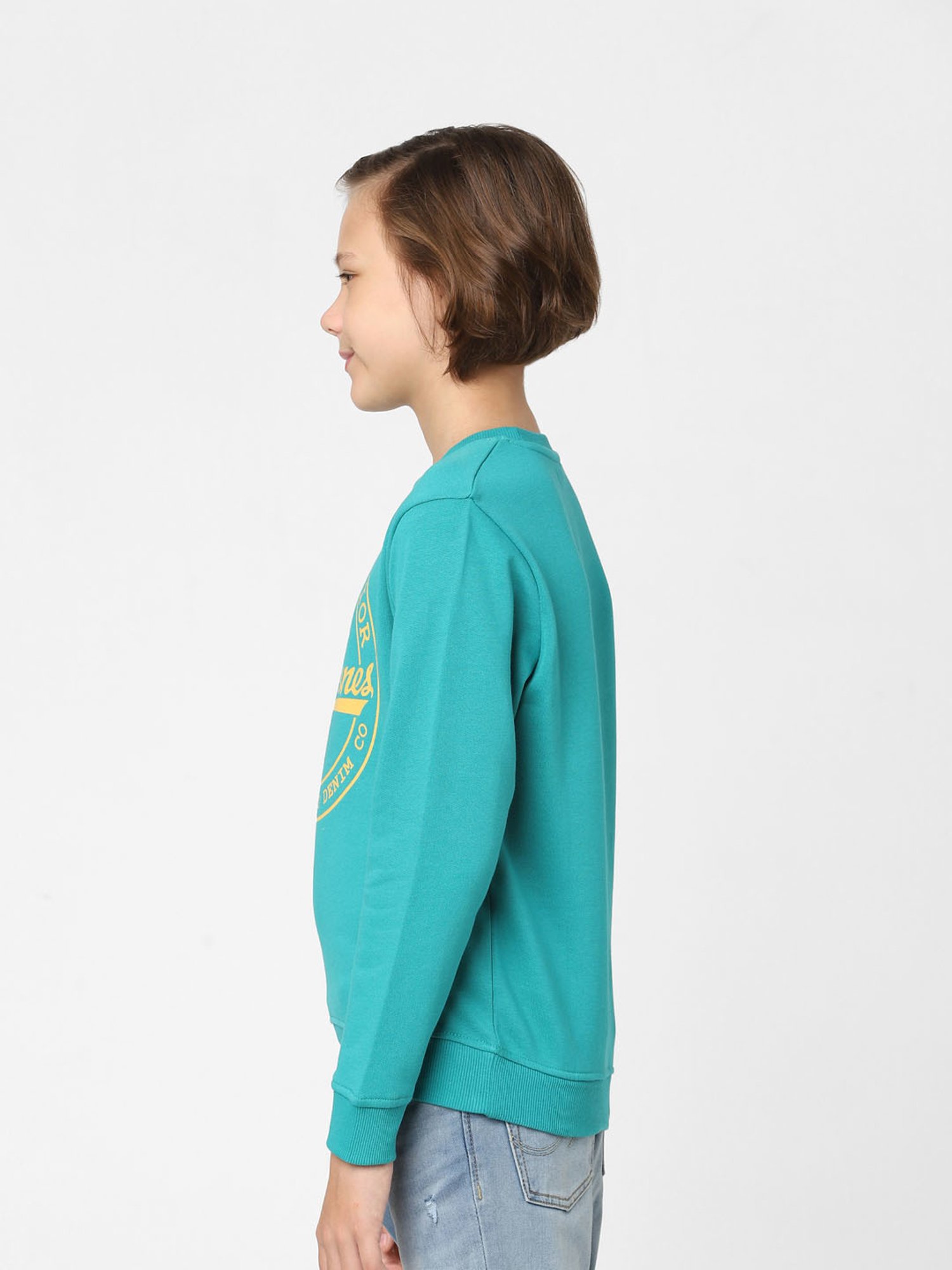 Jack & Jones Junior Blue Printed Full Sleeves Sweatshirt