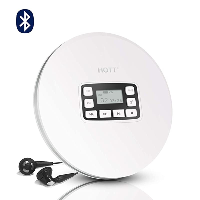 CD611 Portable CD Player, Personal Compact CD Player with LCD Display, Anti-Skip/Anti-Shock, Walkman Small Music CD Player with Headphones USB Cable for Car Home Travel (Black)