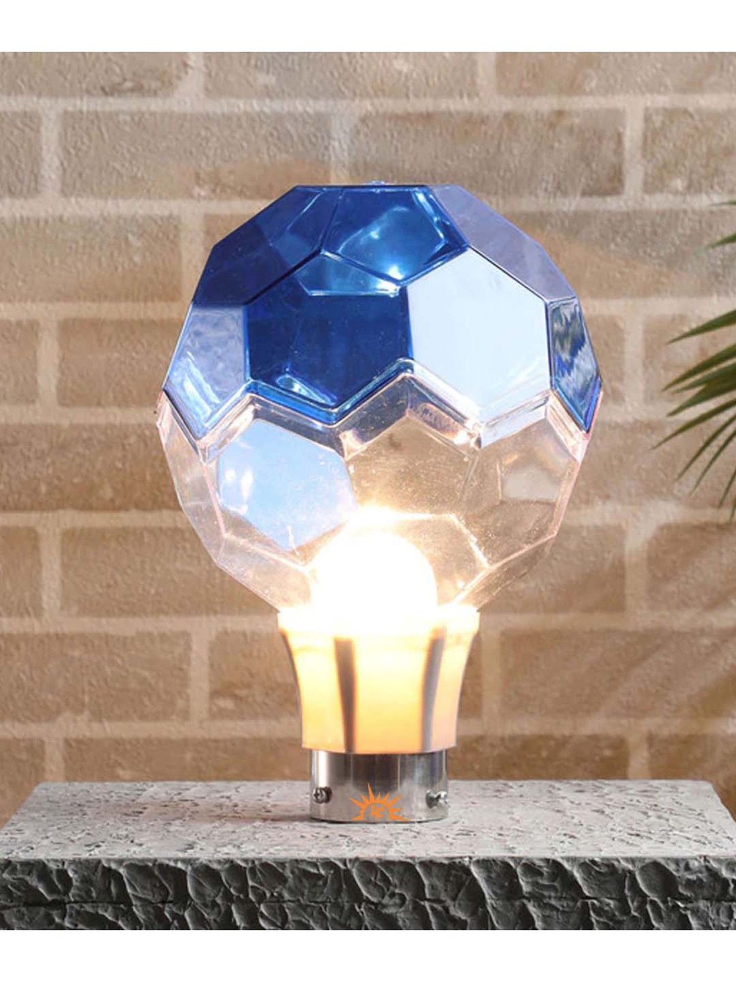 Pure Home and Living Grey Glass Trophy Shaped Table Lamp Stand