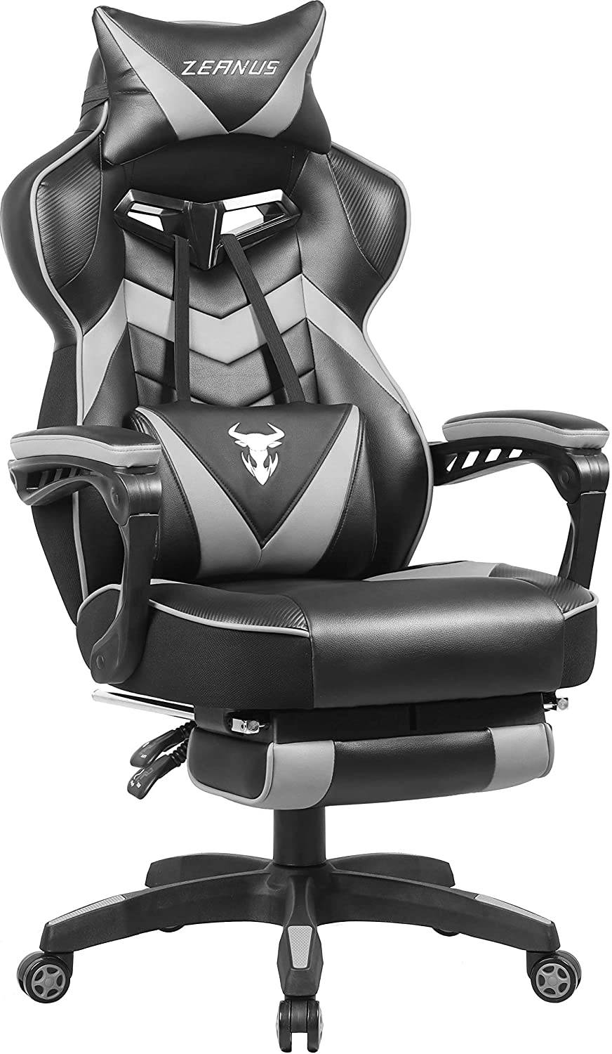 Zeanus Gaming Chair for Adults Green, Gaming Chair with Footrest, Massage Computer Gaming Chair, Reclining Gaming Desk Chair, Big and Tall Video Gaming Chair, Racing Style Chair, E-Sports Gamer Chair