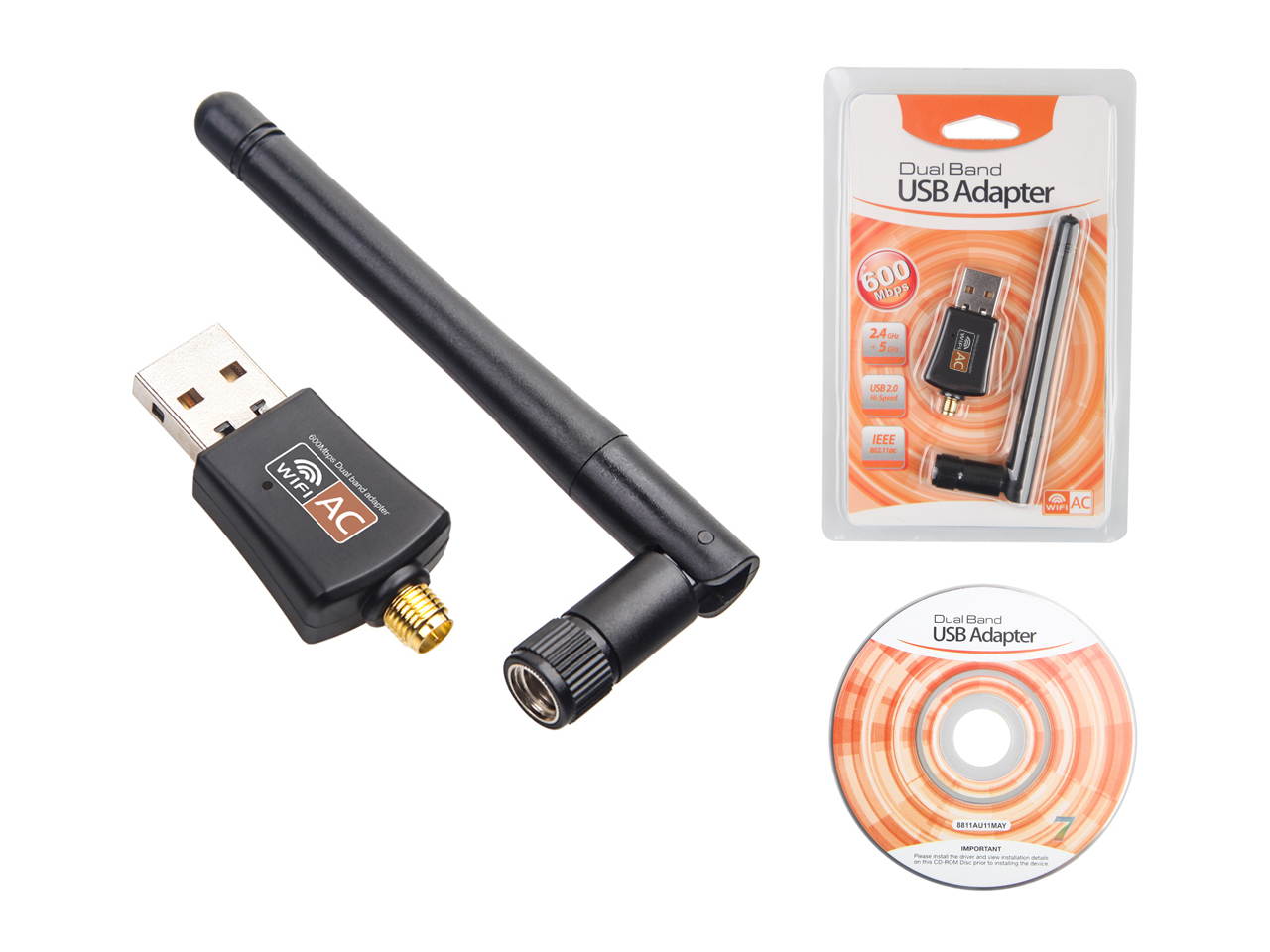 600Mbps USB WiFi Adapter, AC600 Dual Band Wireless USB Adapter 2.4G 5.0G High Gain 2dBi Antenna 802.11ac,Mini Wireless Network Card Supports Windows 10 8 7 Vista XP, Mac OS,Linux