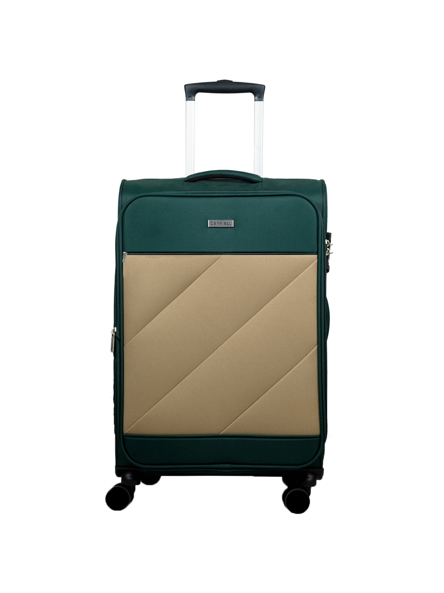 Carriall Green & Beige 4 Wheel Medium Soft Cabin Trolley Pack of 2 - 68 cm