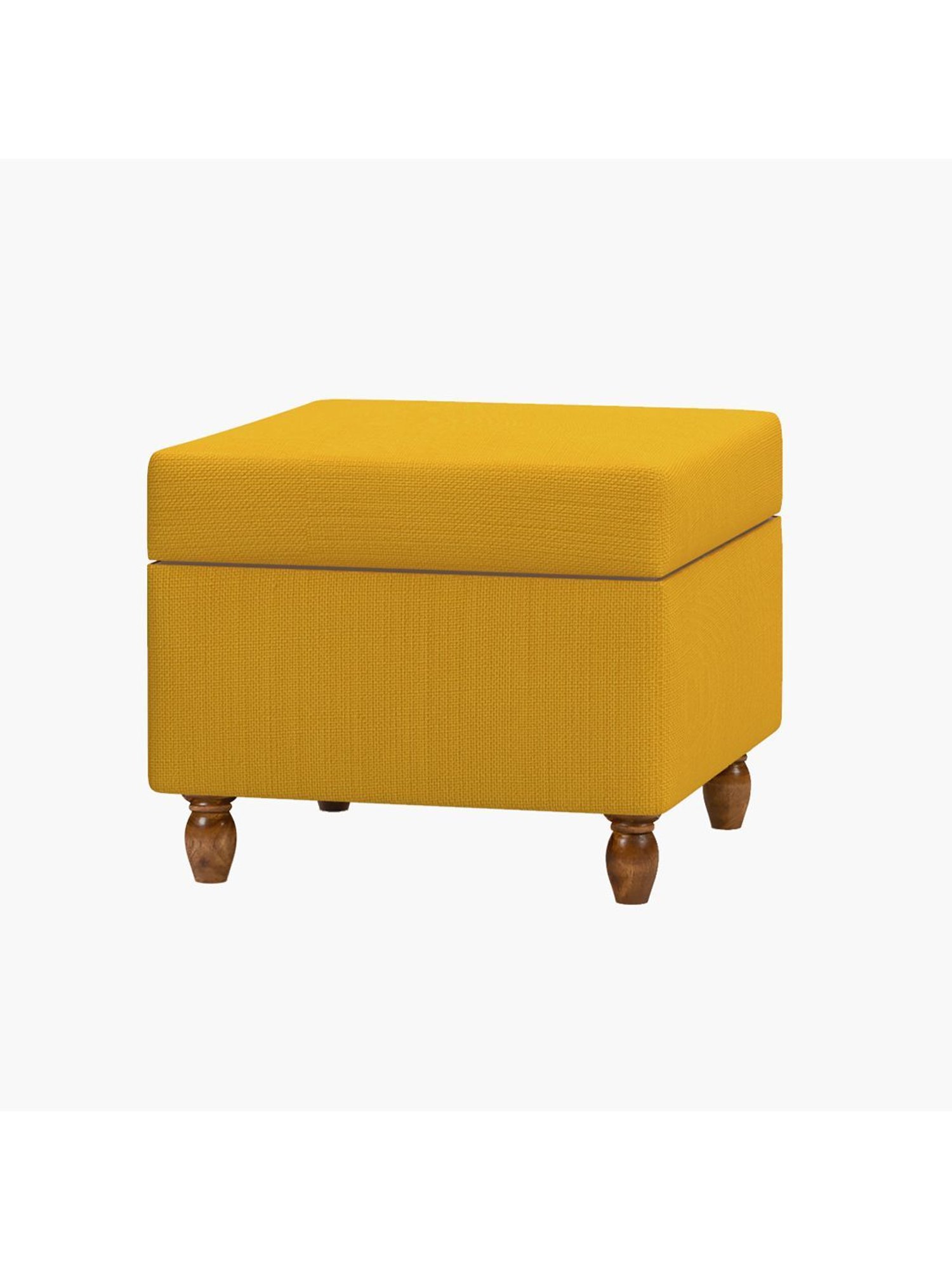 Chumbak Sahara Mustard Mango Wood Modern Trunk Storage Ottoman