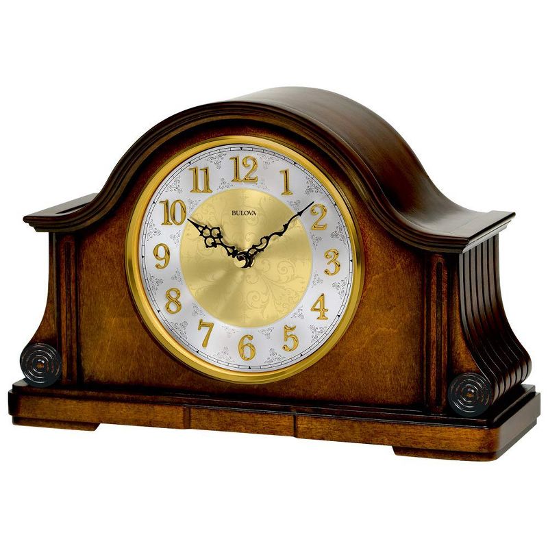 Bulova Clocks B1975 Chadbourne Desk Clock with Solid Wood and Walnut Finish