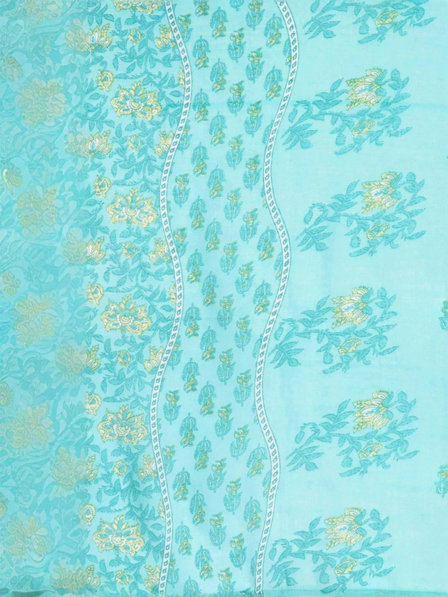 Varanga Green Cotton Floral Print Kurta Pant Set With Dupatta