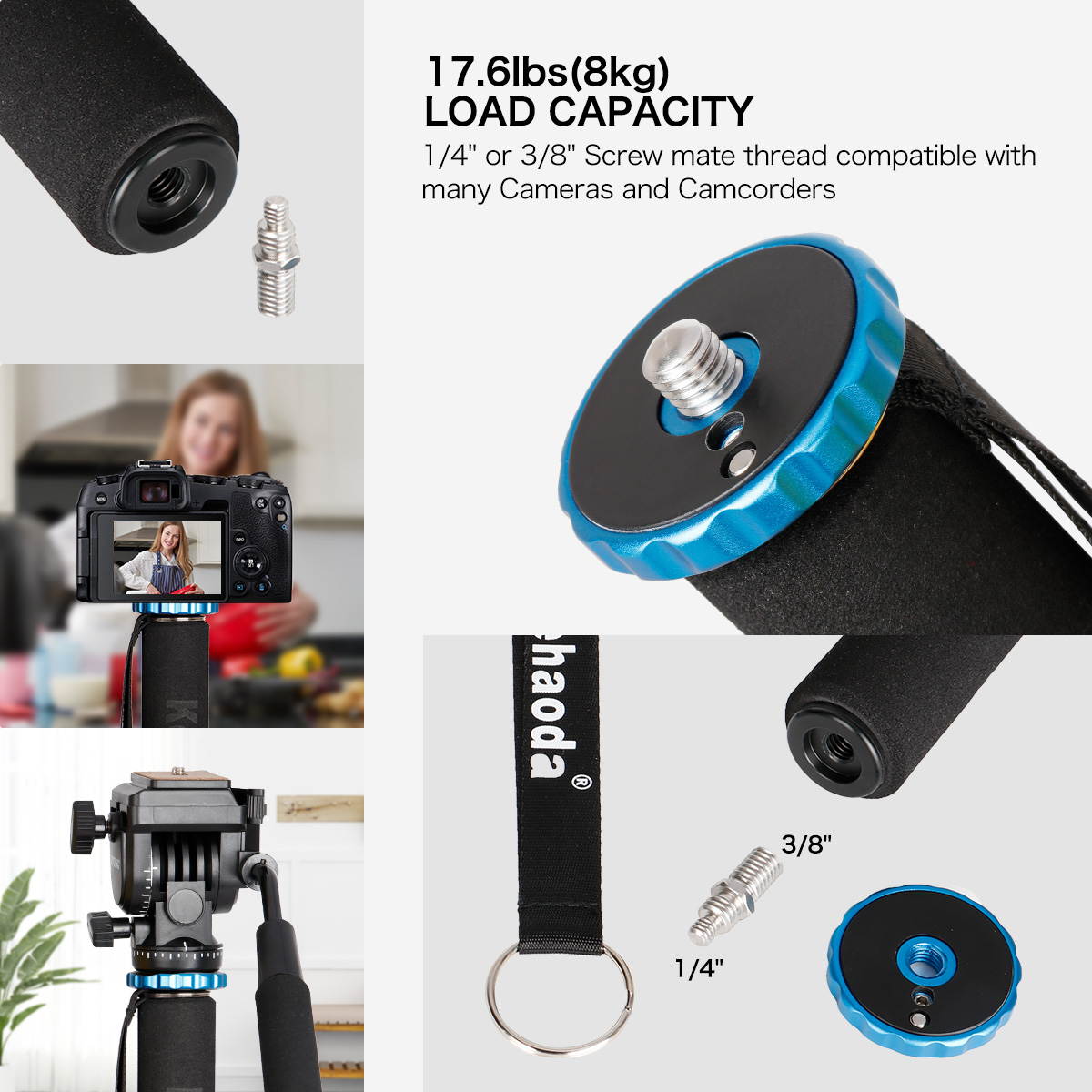 koolehaoda 68-Inch Professional Carbon Fiber Camera Monopod,with Folding Metal Support Base(MP-285LC+M3)