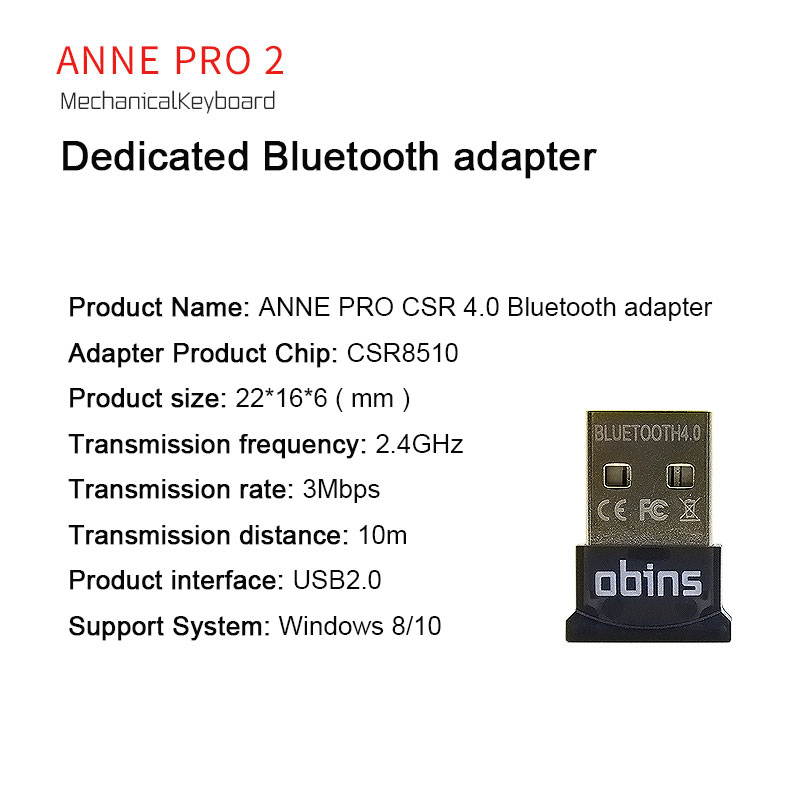 ANNE PRO2 Wireless USB Bluetooth Adapter CSR 4.0 Mechanical Keyboard Support Music Sound Receiver Adaptador Bluetooth Transmite