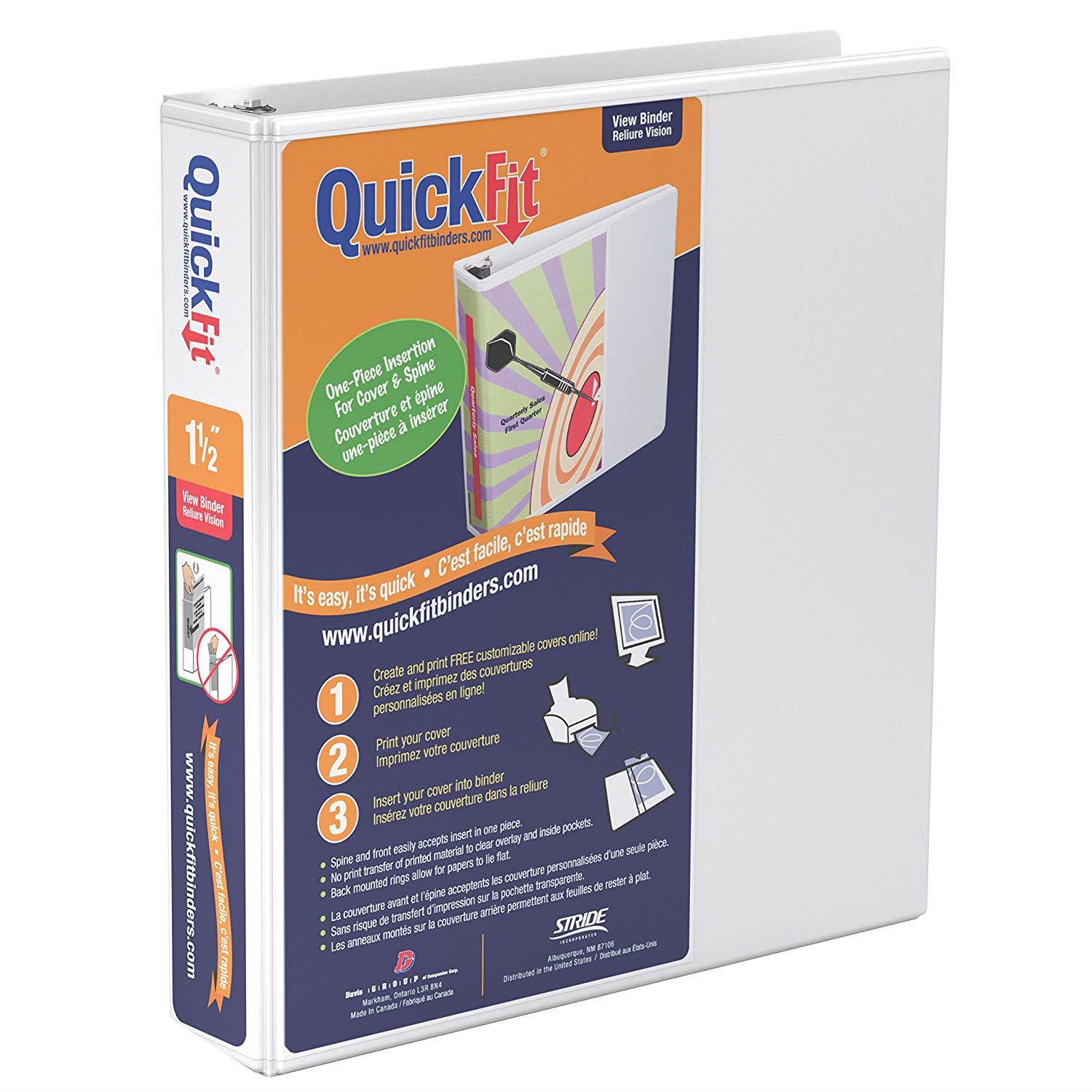 QuickFit 1.5 Inch Original View Binder, D-Ring, White (87020)